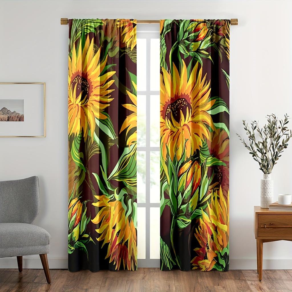 

Винтажные шторы с принтом цветов пальмовых листьев для гостиной, детской спальни, ванной комнаты, кухни, офиса, двери, домашний декор, 2 шт. W75X166H(cm)x2Pcs&Grommet Top