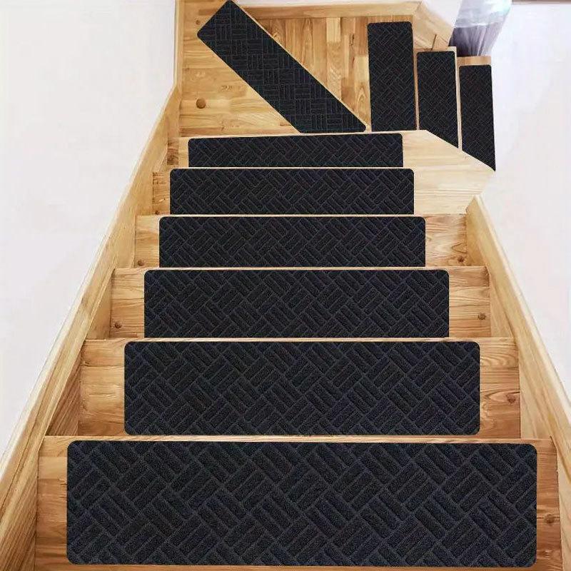 Soft Stair Step Pads with Diverse Embossing Self-adhesive Anti Slip Absorbent Properties Stair Carpet Rugs Protective Sticker Dirt Resistant Floor Mat