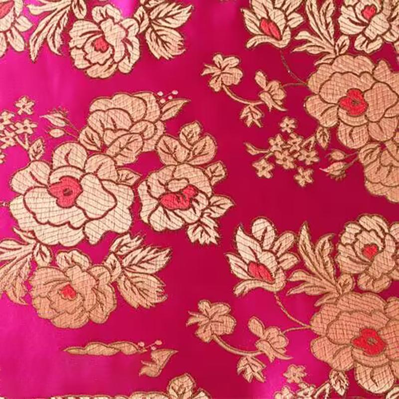 Jacquard Brocade Fabric By Meters for Cheongsam Dress Clothes Bag Pillowcase Diy Sewing Smooth Soft Flower Needlework Cloth Red