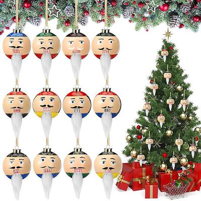 12Pcs/Set Christmas Ball Pendant Classic Color Scheme Bearded Man Ornament Christmas
