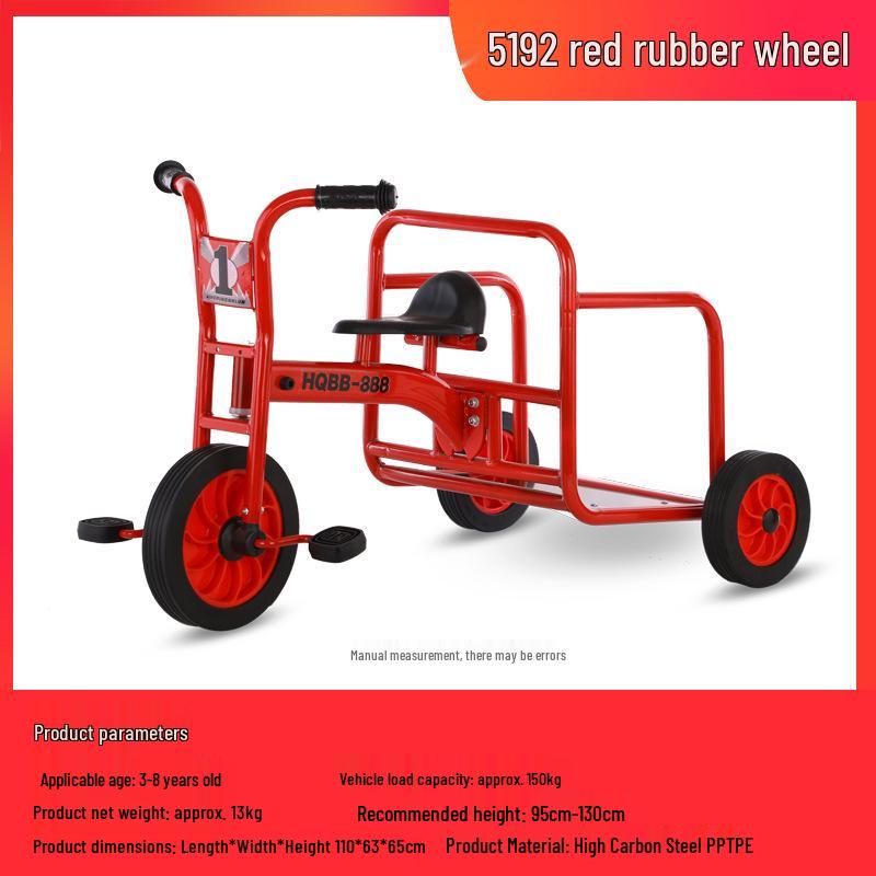 Children's Double Pedal Tricycle with Basket for Outdoor Play