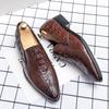 Men's Casual Leather Shoes Fashion Large Size New Crocodile Pattern Leather Shoes Trend Foot Loafers