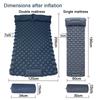 Double Sleeping Pad for Camping Inflatable Mattress with Pillow Outdoor Mat Travel Bed Cushion Built-in Pump 2 Person for Hiking