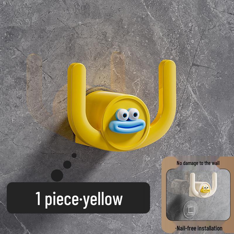 

Мультяшный настенный держатель для тапочек для ванной в виде сосиски - Беспробивной крючок для хранения за дверью жёлтый