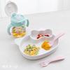 Sanrio Baby Hello Kitty Baby-Geschirrset (5-teiliges Set): Mittagsteller, Kleine Schüssel, Becher mit zwei Henkeln, Löffel, Gabel. Perfekt für Babys und Kinder. ZU
