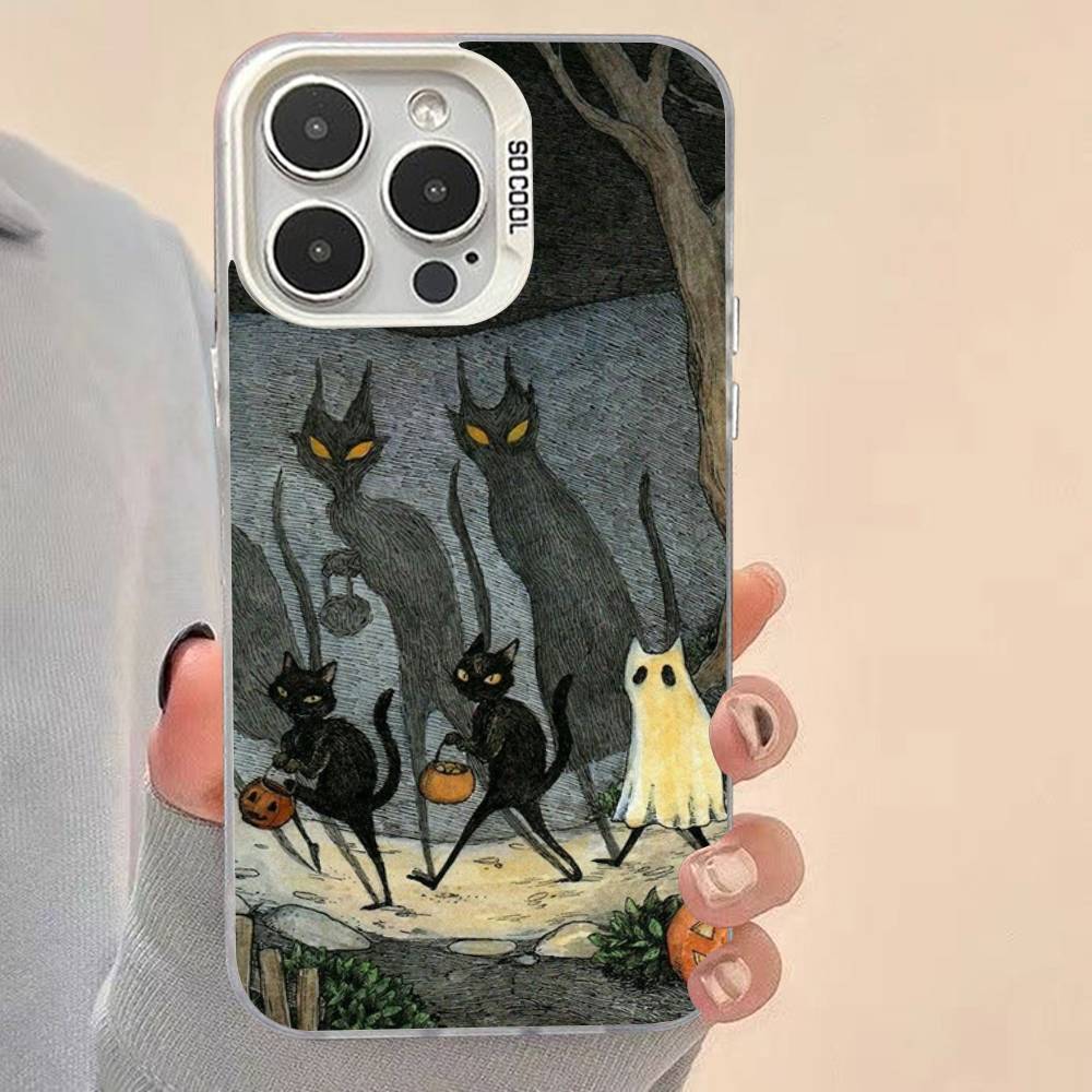 Dark Funny Monster Cat Phone Case For iPhone 17 Air 16 15 14 11 12 13 Pro Max Plus X XR XS Colored Silver Hard Cover