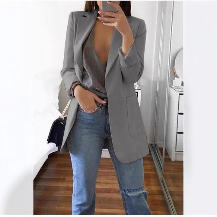 Fashion Casual Suit Polo Neck Slim Fit Cardigan Temperament Women's  Coat Spring and Autumn