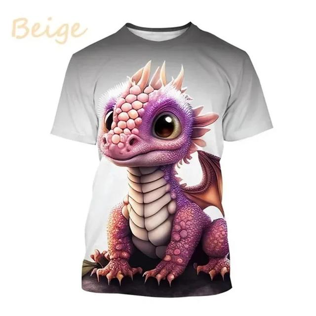 Graficzne koszulki z małym smokiem, zabawne, urocze zwierzę, koszulka z dinozaurem dla mężczyzn, ubrania, prezenty dla dzieci ze smokiem, t-shirt casual dla chłopca, topy