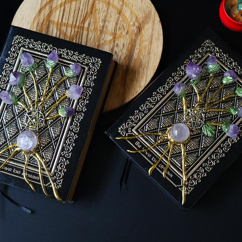Natural High Quality Crystal  Magic Book Love Moon Crystal Decorative Notebook