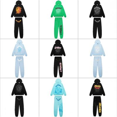 Men Women Casual Hooded Sweatshirt Jogger Pants Set With Foamed Star Letter Print Cotton Blend