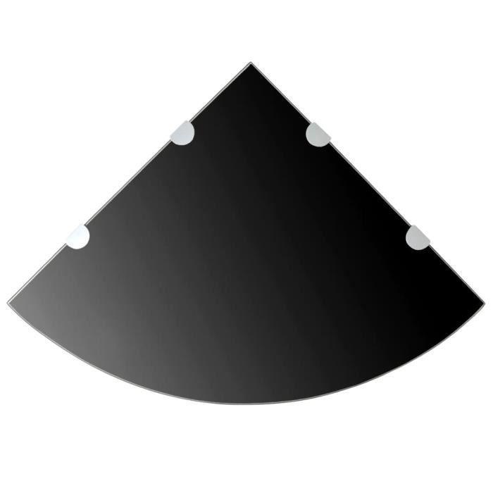 VidaXL Étagères d'angle 2 pcs et supports chromés Verre Noir 45x45 cm