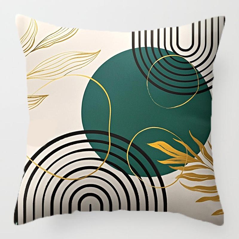 Home Decor Geometric & Leaf Pattern Decorative Pillow Covers Pattern Cushion Cover Suitable for Sofa Bedroom Car Pillow Cover