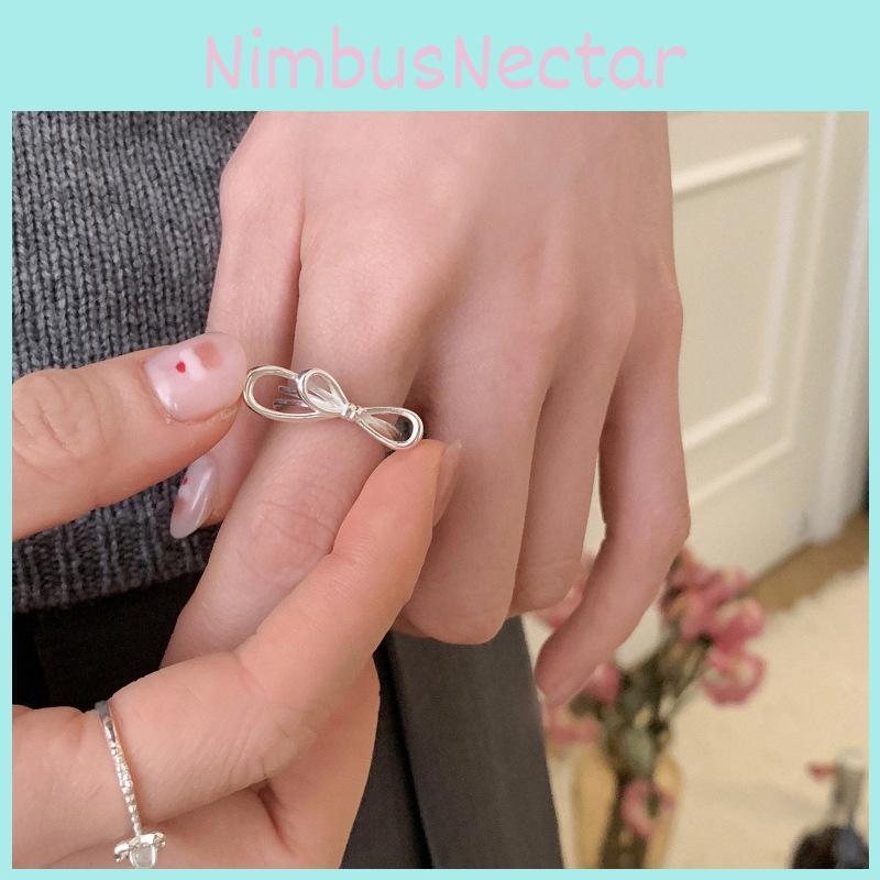 Stylish Geometric Bowknot Ring For Women Adjustable Copper Fashionable Accessory