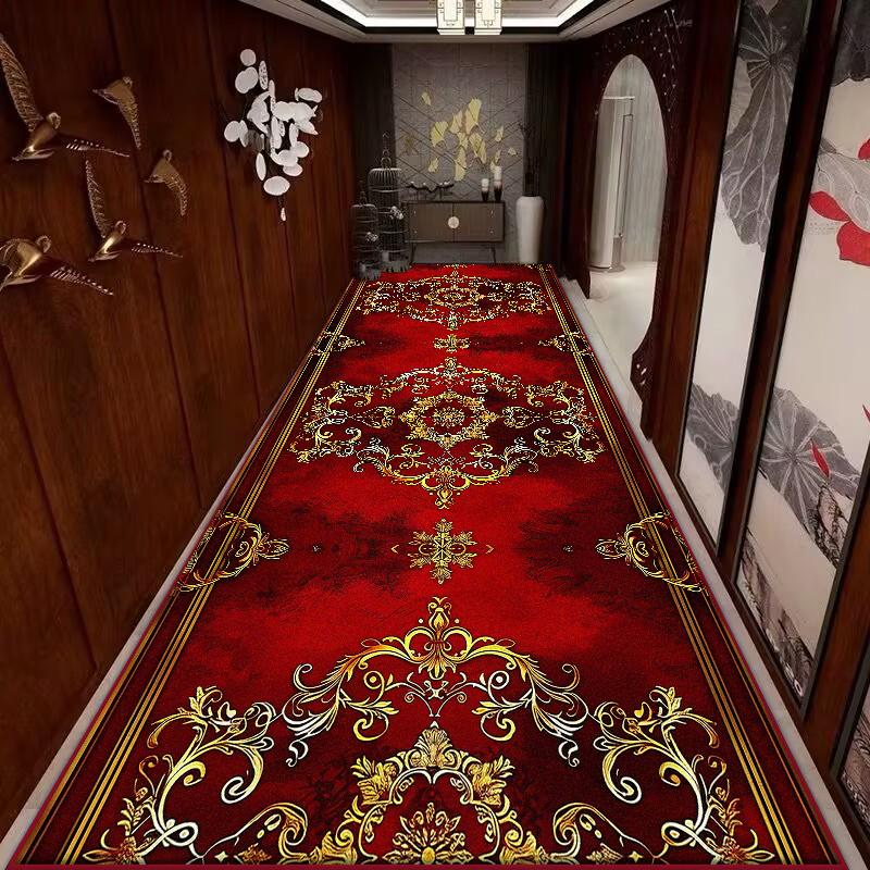 European Style Non-slip Long Corridor Carpet Decoration Home Light Luxury Runners Entryway Washable Rug Lobby Customizable Mat