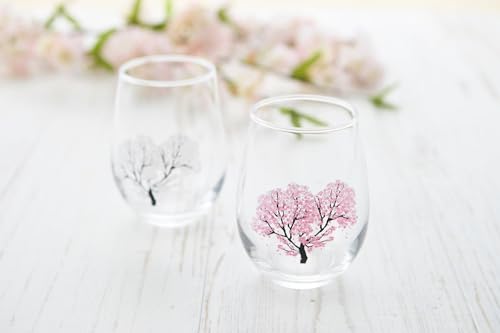 [Authentic] Marumo Takagi Ceramic Temperature-Controlled Sakura Free Glass Set (Pair) - Enjoy the Cherry Blossoms In Full Bloom! Perfect As a Gift for