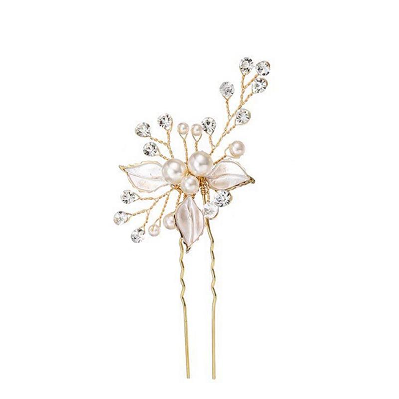 Women Gold Rhinestone Pearl Hair Comb Hair Clip Bridal Wedding Hair Accessories