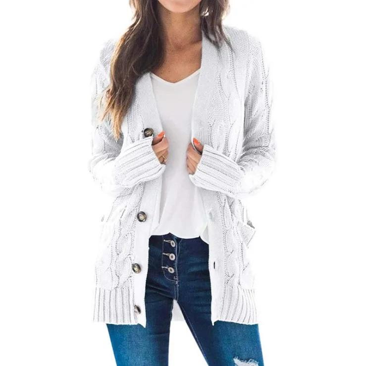 Women's Medium-Length Sweater Cardigan Hooded Jacket Fashionable Clothing From Europe and America
