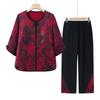 Grandma's Plus Size Summer Outfit: Loose Seven-Sleeve Pullover & Nine-Point Pants Set