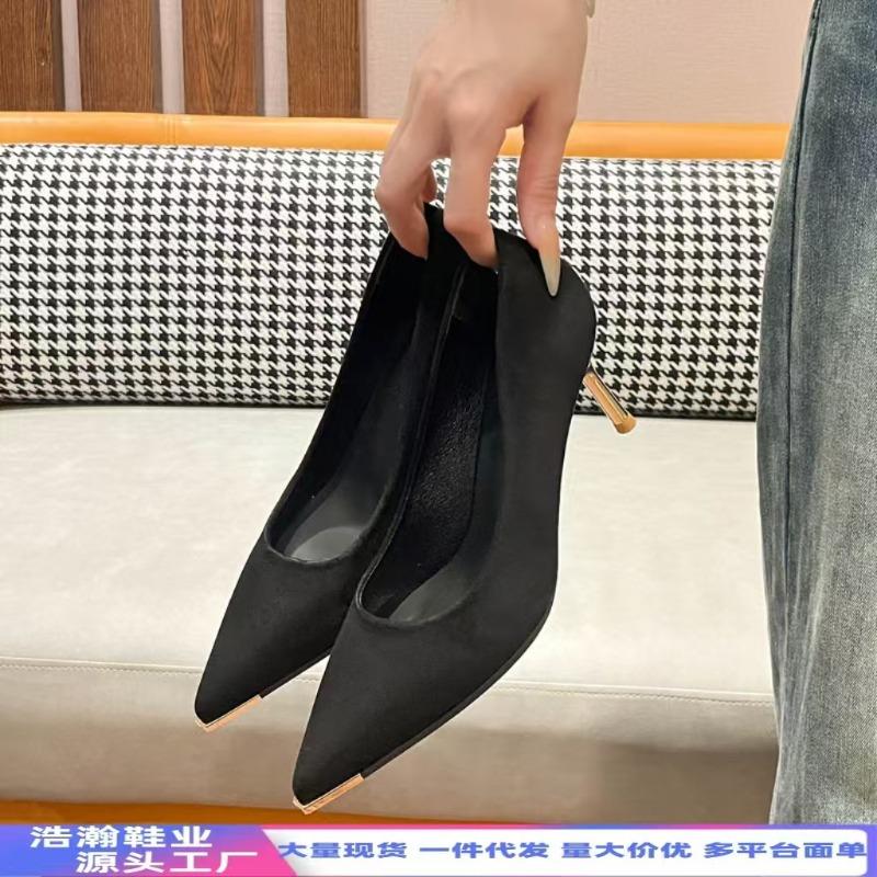 Black Sexy Pointed Head Not Tired Feet High Heels Women's Thin Heels Spring New Temperament Professional Shoes