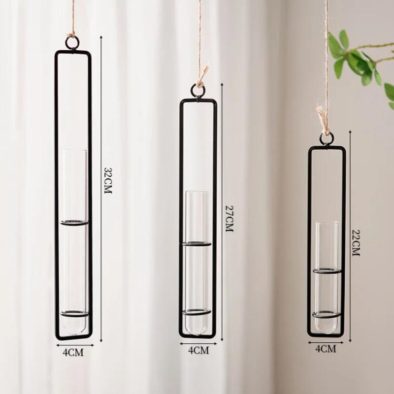 Home Decoration Flower Wall Vase Flower Nordic Test Tube Vases Clear Glass Container Wall Hanging Air Plant Flower Bottle Vase