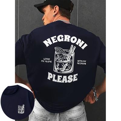 2025 Sommer Herren Freizeit T-Shirt mit doppelseitigem Druck Rundhals Strick Regular Fit Neuheit Grafik Alphabet Design Tops Tee