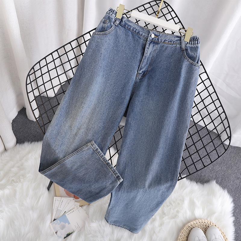 

Джинсы для женщин, прямые свободные брюки с высокой талией и широкими штанинами, брюки больших размеров 6XL