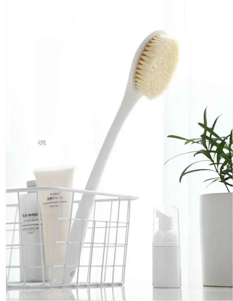 Long Handle Soft Nylon Bristle Scrub Brush for Bath - Efficient Dead Skin Removal Back Scrubbing Shower Brush Plastic белый