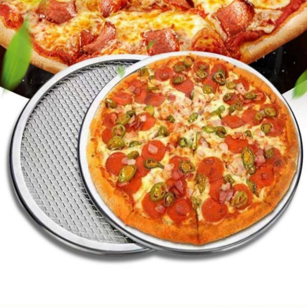 6-12 In Round Aluminium Mesh Bakeware Flat Baking Tray Net Kitchen Gadget Pizza Tools Pizza Screen