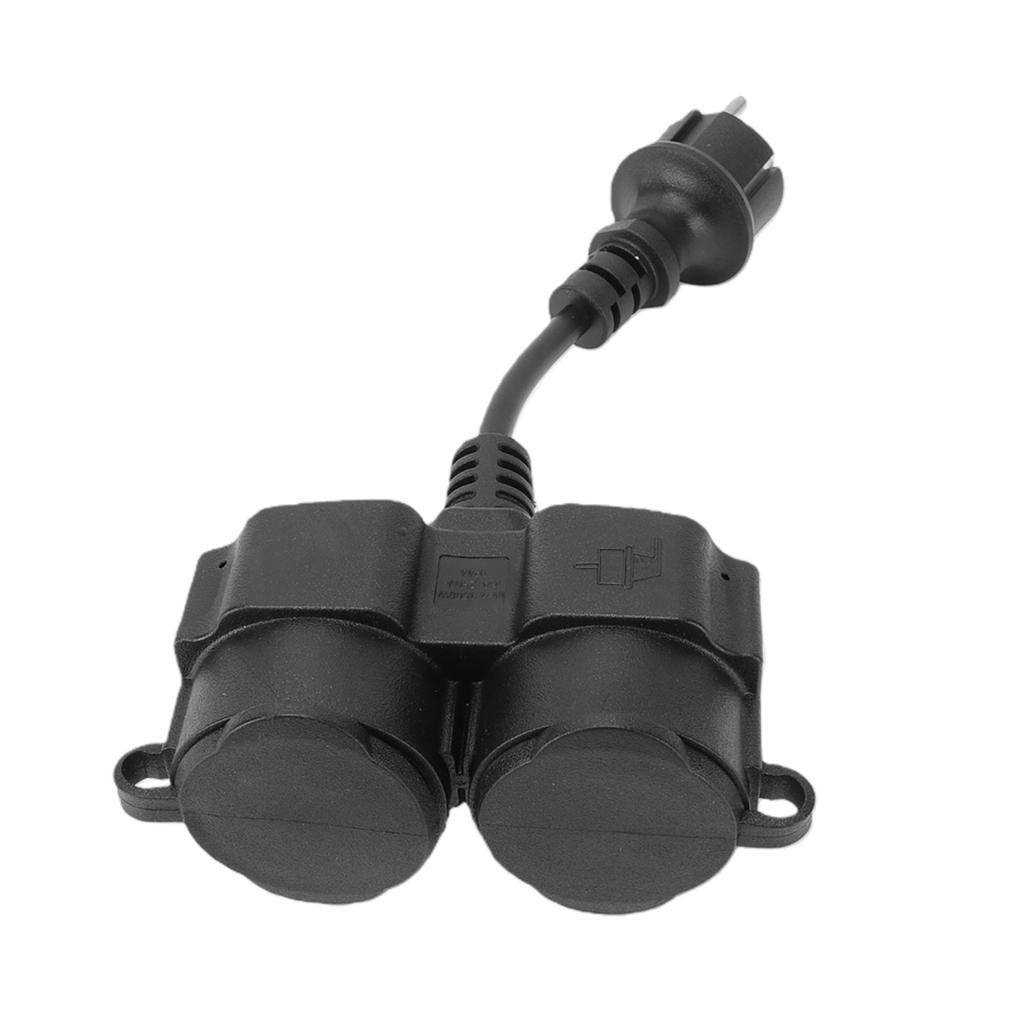 Y Splitter Power Cord 16A 2 Outlets Y Shaped Power Cable with Hinged Cover for Indoor Outdoor EU Plug