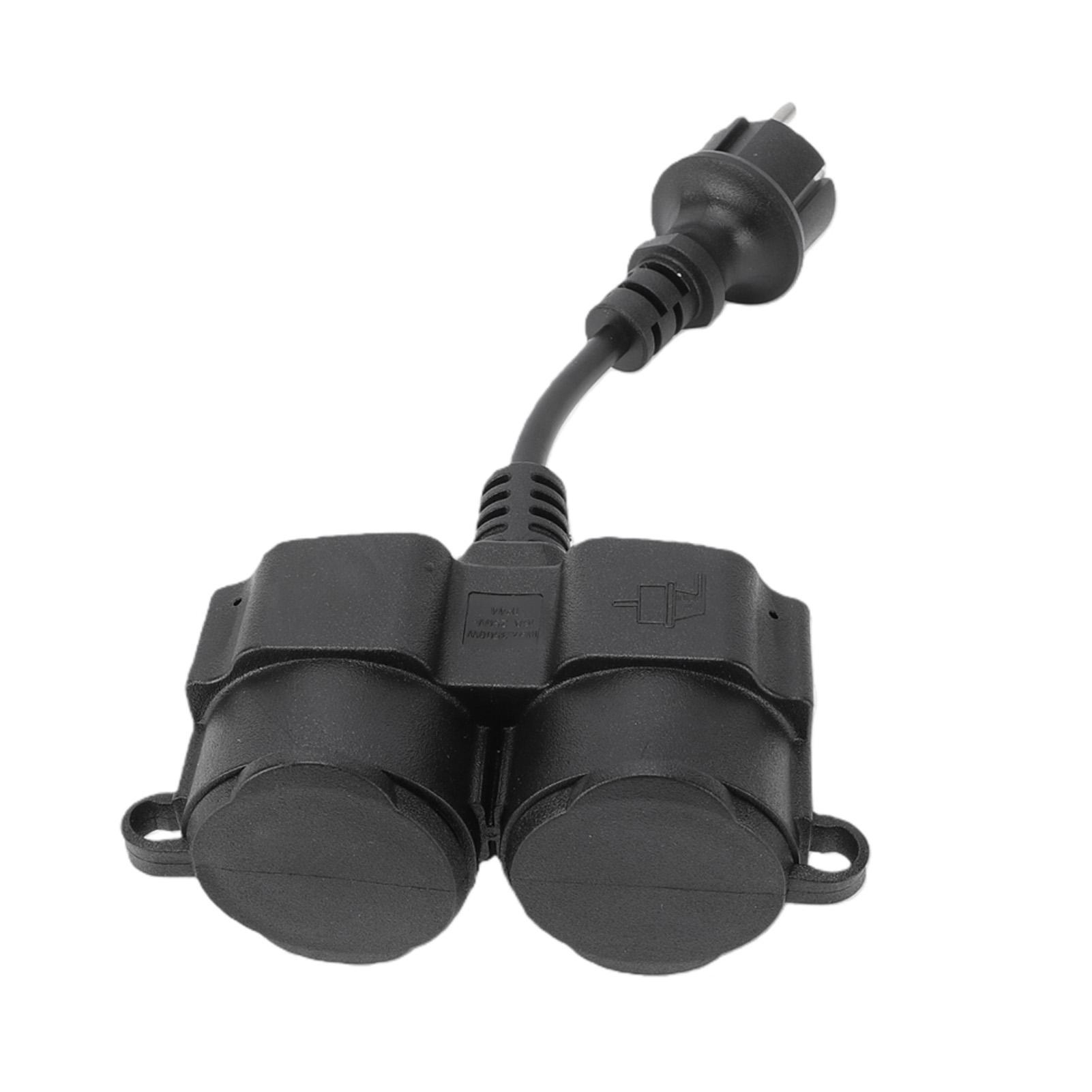

Y Splitter Power Cord 16A 2 Outlets Y Shaped Power Cable with Hinged Cover for Indoor Outdoor EU Plug