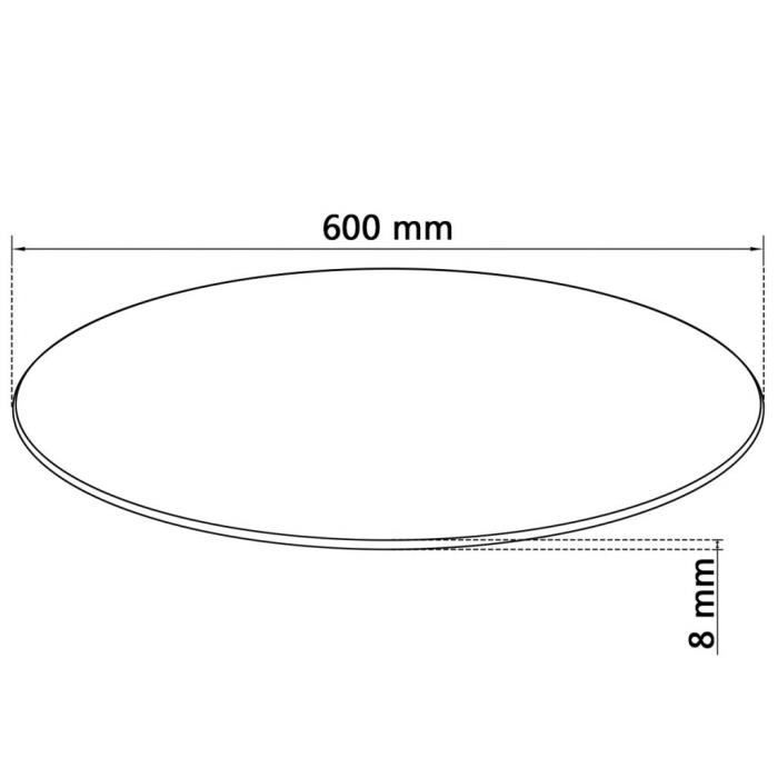 Round Table Top - VIDAXL - Tempered Glass - 600 Mm Diameter - Black