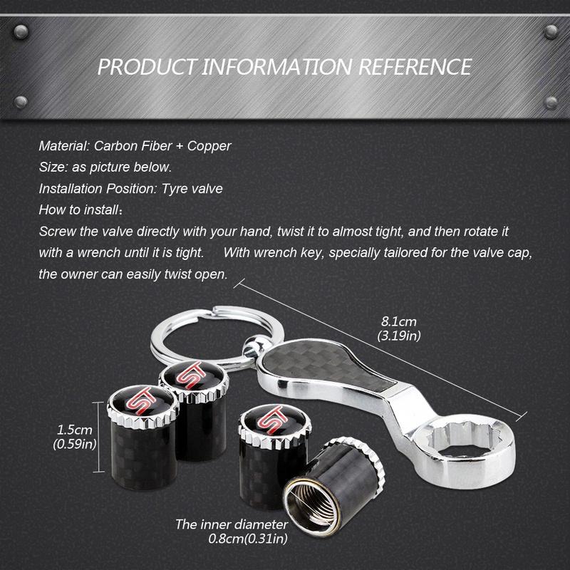 Car Styling Carbon Fiber Wheel Tire Valve Stem Caps ST Logo Fit for Ford Focus 2 3 Mondeo MK5 Kuga Fiesta Fusion Mustang Auto Accessories
