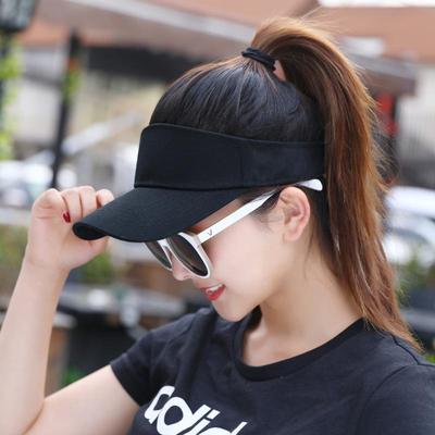 Sun Protection Visor Hat with Logo - Trendy Outdoor Tennis & Running Cap, Large Brim, Topless Design for Sports.