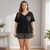 Plus Size Women Short Sleeve Shorts Pajama Set Summer Casual Loungewear