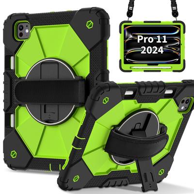 For iPad Pro 11 (2025)/11 (2024) Case Kickstand Silicone+PC Tablet Cover with Shoulder Strap