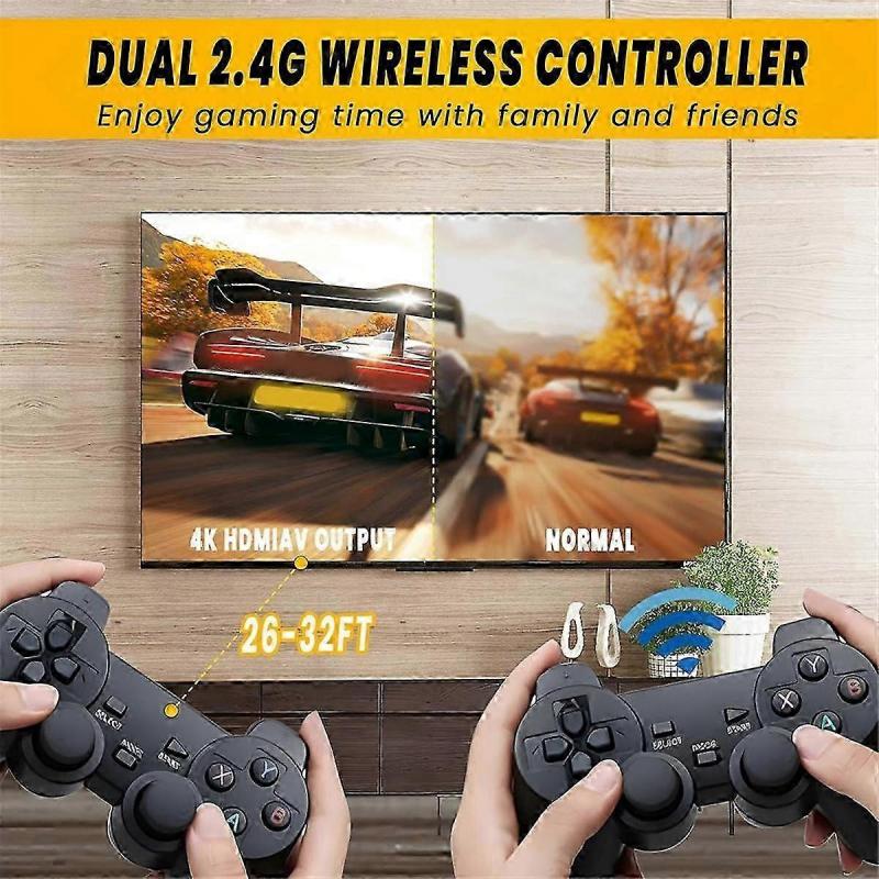 20000+ Games 4K Wireless Retro Game Console , Plug and Play Video Game Stick with 2.4G Wireless Cont