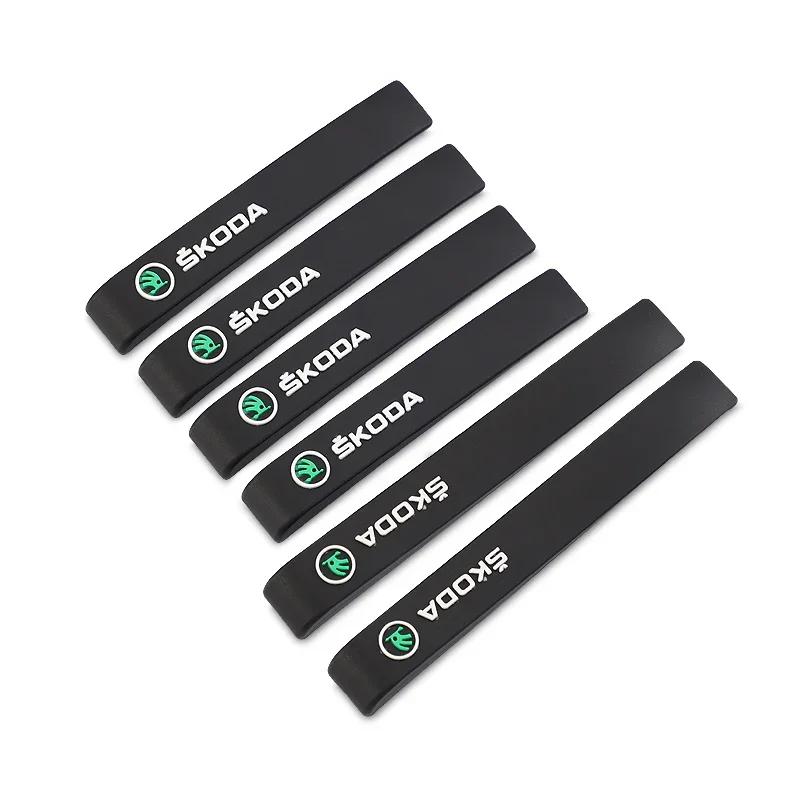 SEHX4 6Pcs Car Door Anti Collision Strips Anti-scratch Protection Stickers For Skoda Octavia Superb Rapid Kodiaq Karoq Fabia Vision RS