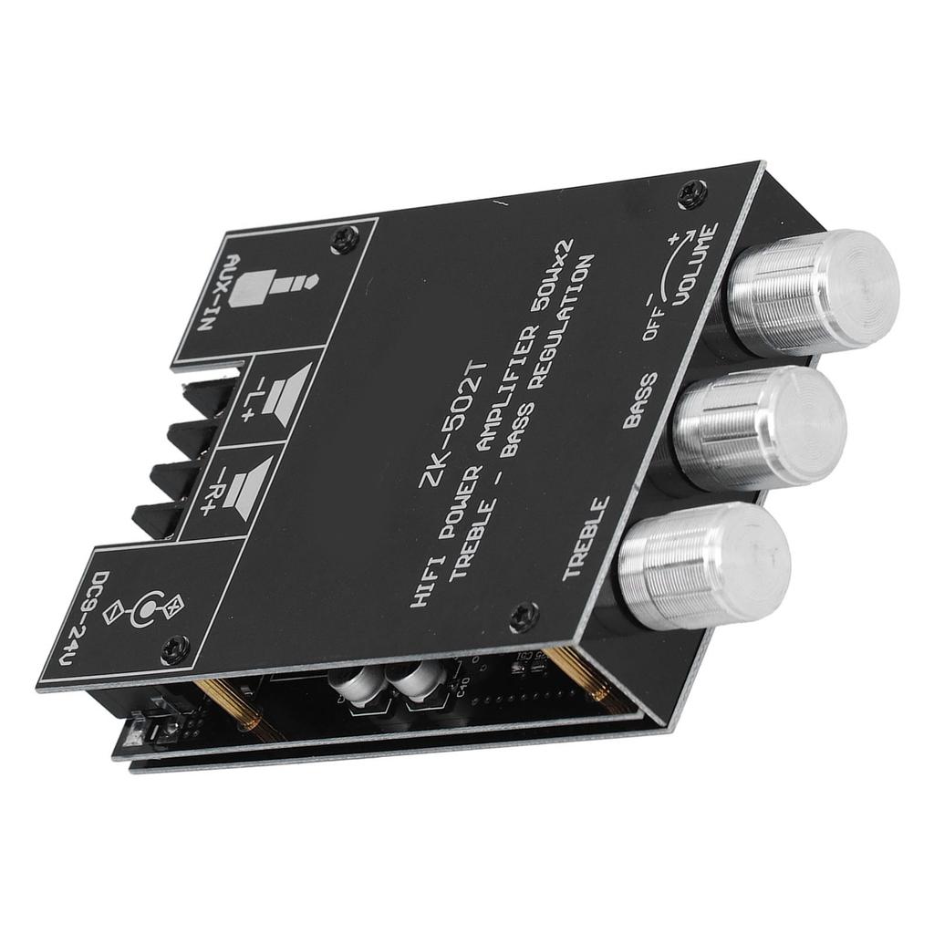 Power Amplifier Board Module Bluetooth Stereo Dual Channel AMP with Treble Bass Control ZK‑502T