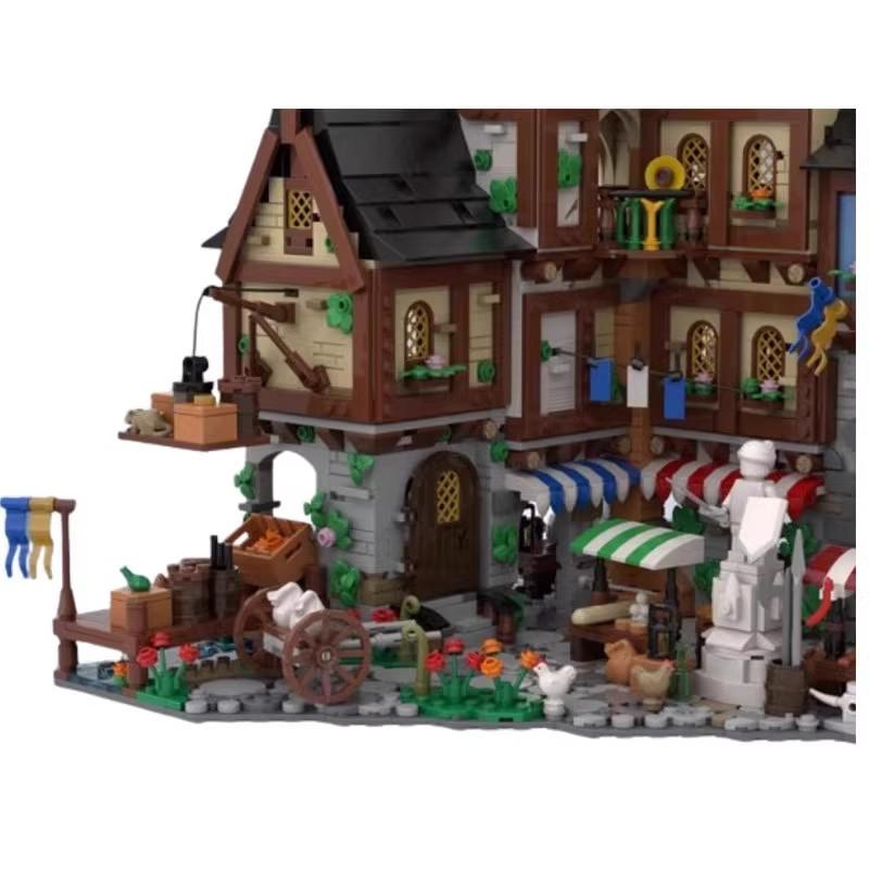 Compatible with LEGO 134085 retro series castle building medieval town center assembled building block toys