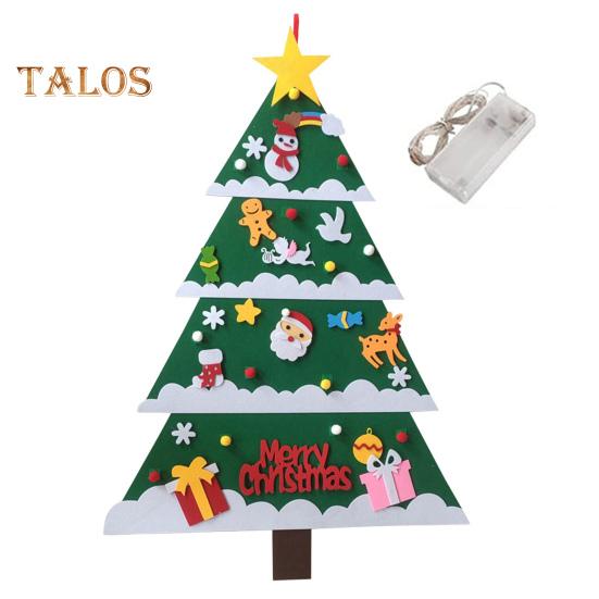 Plstěný vánoční stromek pro batolata LED svítící DIY sada vánočního stromečku s punčochou sněhulák s Santa Clausem