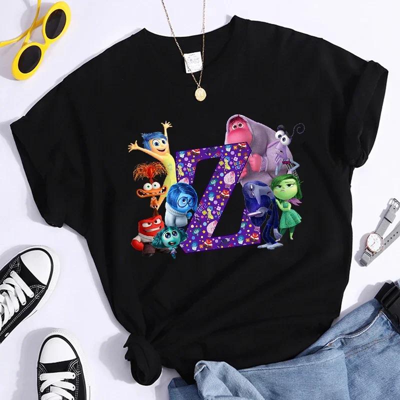 

Inside Out 2 A-Z Letter Print Woman Summer T-shirt Man Short Sleeve Clothes Adult Anime Casual Clothing Fashion Printed T-shirt 4XL
