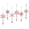 6 Pcs Acrylic Crystal Christmas Ornament Sparkling Clear Snowflake Hanging Ornaments with Drop Pendants for Winter Chandelier Xmas
