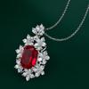 Tancise Jewelry Synthetic Ruby Silver Pendant 12 * 16 Flower Necklace 40 + 3