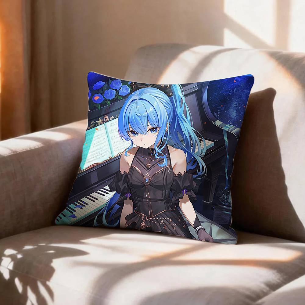 COOL Hoshimachi SSuisei Vtuber Pillow Case Pattern Printed Pillowcase For Living Room Sofa Cushion Cover