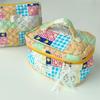 Patchwork Plaid Makeup Bag, Quilted, Large Capacity, Hand-held Storage, Cotton Pen Bag, Makeup Brush Bag, Female Student
