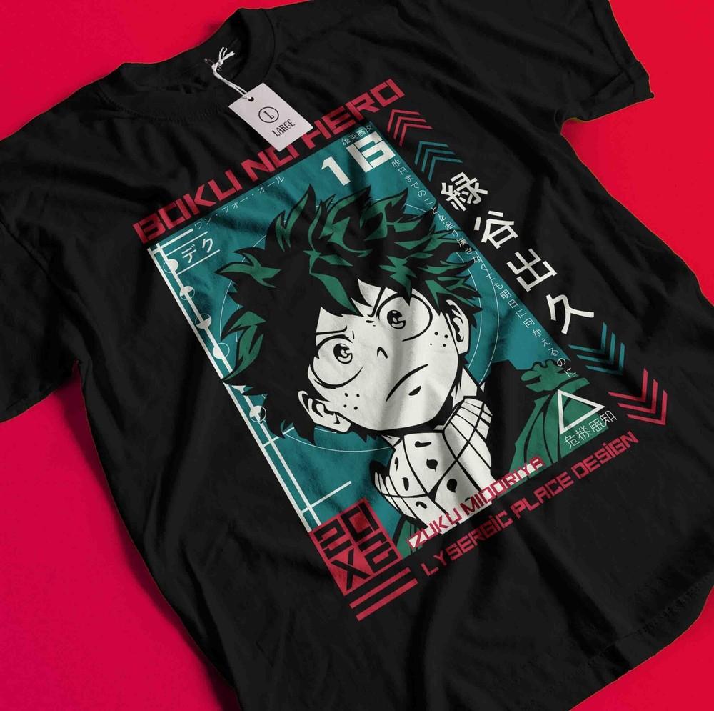 

Футболка Деку Моя Геройская Академия Японская Манга Аниме Мидория Даби Шото Футболка AA35 L