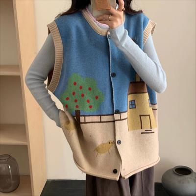 DIMANAF 2024 Plus Size Vest Big Size Autumn Women Pattern Sweaters Knitting Fashion Red Purple Basic Casual Style Loose Sweater