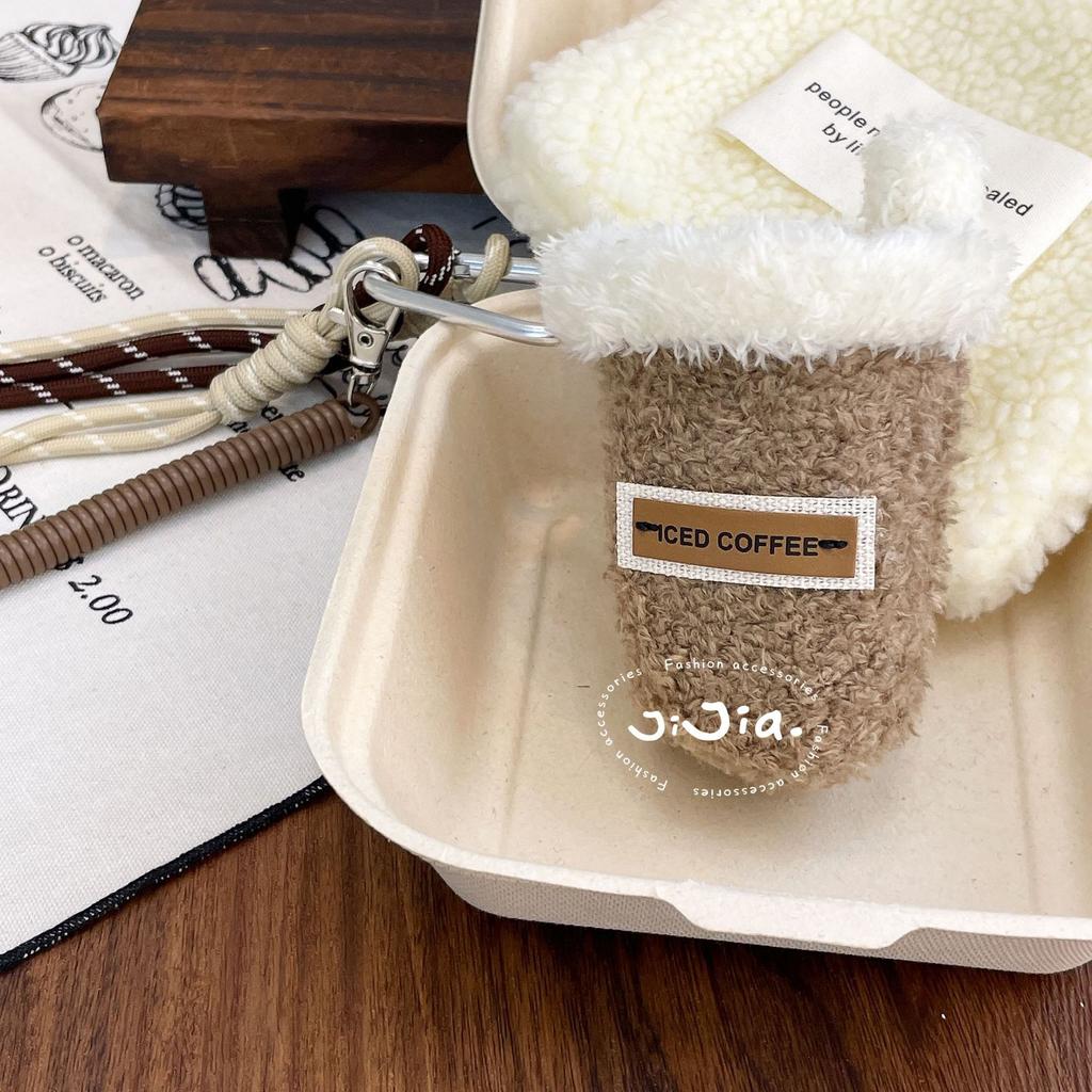 Cute Plush Cupcake Coffee Dessert Phone Chain Lanyard Charm Strap Cake Keychain Pendant Car Key Decor For IPhone For Samsung