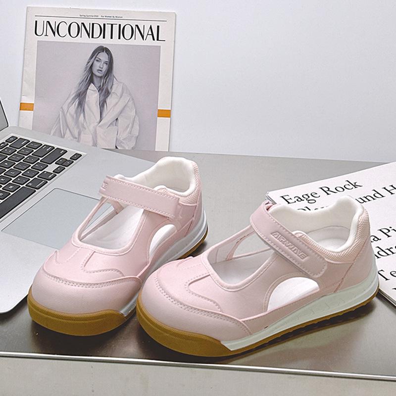 

Shallow mouth women s lazy shoes Velcro breathable hollow summer new original design casual sandals 40 розовый