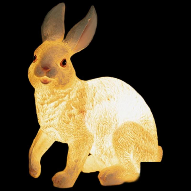 Luminous Sitting Rabbit Fiberglass Sculpture